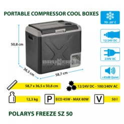 Frigo Congelatore Portatile Brunner Polarys Freeze SZ 50 -Brunner frigo congelatore portatile brunner polarys freeze sz 50 bivalente compressione 18